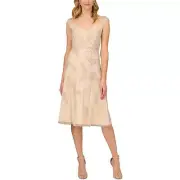 Aidan Mattox Womens Beige Knee-Length Cocktail And Party Dress 2 BHFO 7330