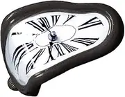 Melted Clock, Precise Wear Resistant Funny Electroplated Metal Paint Melting Clock for Office (Black)