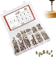 188 Pcs Hexagon Socket Nuts Set, 1/4-20 Threaded Insert, New Bolt Fastener Connector with Hexagonal Wrenches, for Wood Furniture Assortment (Gold)