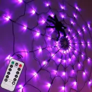 Halloween Decorations Spider Web Lights - 4FT Diameter 70 LEDs with Black Spi...