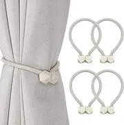 4 Packs Magnetic Curtain Tiebacks for Drapes, H HOME-MART Convenient Drape Tie Backs, Decorative Drape Magnetic Curtain Tie Backs Holdback Holder for Window Draperies,No Tools Required