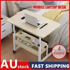 Mobile Desk 2-Tier Storage Space Height Adjustable Portable Laptop Table StandAU
