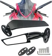 KAIQIVEM Motorcycle Mirrors Stealth Wind Wing Side Rearview Mirrors Compatible With 2025 Ninja 500 400 650 300 ZX6R ZX10R ZX4RR GSXR 1000 600 750 CBR 600RR 1000RR CBR500R