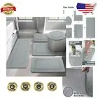 5-Piece Light Grey Memory Foam Bath Rug Set - Slip-Resistant & Ultra-Comfortable