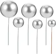 30Pcs Ball Cake Topper Plastic Cake Balls Mini Balloons Cake Topper Silver for Wedding Anniversary Baby Shower Birthday Party Cake Decorating