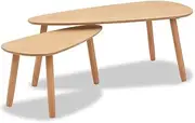 vidaXL Solid Pinewood Coffee Table Set 2 Piece Brown Living Room Furniture