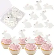 Rsstarxi 60 Pack Edible Easter Bunny Cupcake Toppers Bunny Cupcake Picks for Happy Easter Theme Baby Shower Kids Birthday Party Cake Decorations Supplies
