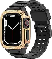 Fleshy Leaf Compatible with Apple Watch Band 41mm 40mm 38mm 45mm 44mm 42mm with Protective Case, Military Sport Bumper Shockproof Rugged Men Bands for Apple Watch SE and iWatch Series 7 6 5 4 3 2 1 SE