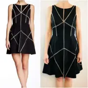 Aidan Mattox Size 8US 12AUS Black Sleeveless Bateau A-line Dress Designer NWT