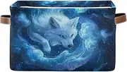 Wolf Blue Silver Cloud Storage Box, Collapsible Rectangle Canvas Boxes for Cubbies