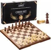 Wooden Chess Set for Adults, 15" Folding Portable Travel Chess Board Game Set wi