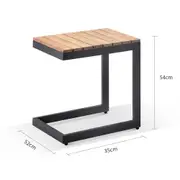 Balmoral Outdoor Aluminium and Teak Top Side Table - Outdoor Aluminium Tables