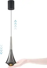 Creative Lifting Lighting Touch Switch Dimming Pendant Light Bedroom Rise and Fall Mini Adjustable Hanging Lights Dining Room Aluminium Art Deco Chandeliers LED Bulb Included Warm Light Pearl Black