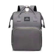 Grey Portable Mommy Bag with Baby Crib – Multi-Function Baby Diaper Backpack, Li