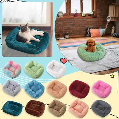 Dog Cat Pet Calming Bed Warm Soft Fluffy Plush Nest Comfy Sleeping Kennel Cave