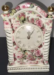 MAINSTAYS Home - Chintz Column Clock - Porcelain/ Gold Colored Accents Used
