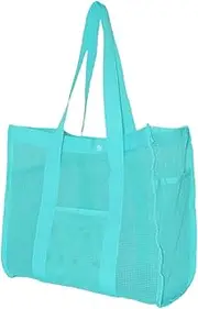 [Generic] Mesh Beach Bag,Net Beach Bag | Sandproof Large Reusable Mesh Pouch Toy Organizer for Storage Women Kids Swim Travel Camping Cruise Vacation Family Purse