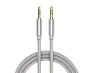 Audio Cable 3.5mm AUX Aluminum Alloy Male to Male Auxiliary Cord for PC-Sliver Gray 2M