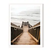 Steps Down Framed Printed Wall Art - White
