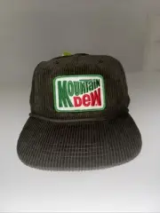 new MOUNTAIN DEW CORDUROY SNAPBACK HAT mens retro dark cargo green UNSTRUCTURED
