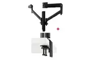 Atdec AWMS-2-D40 Dual 690mm Dynamic Monitor Arms + 400mm Post / 8kg (17.6lb) Flat and Curved Screens + Heavy-Duty F Clamp Desk Fixing, Black