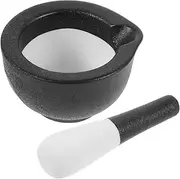 PLAFOPE 1 Set Set Ceramic Grinding Jar Medicine Crush Pot Grinding Bowl for Kitchen Pestle Garlic Grinding Bowl Garlic Crush Pot Pills Grinding Bowl Crusher Seasoning Spices Black Ceramics