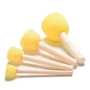 4Pcs/Set DIY Wooden Sponge Yellow Paint Brush Paint Brush Wooden Handle Seal Sponge Brush Children's Painting Tool