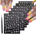 6 Sheets Flower Stickers Nails Decorations Flower Nails Art Stickers