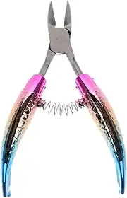 SHERCHPRY Rainbow Cuticle Trimmer Professional Stainless Steel Nail Scissors with Ergonomic Eagle Beak Fishtail Tips Stylish Gradient Design Precision Manicure Tool for Fingernails Dead Skin