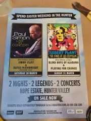 ROBERT PLANT & PAUL SIMON AUSTRALIAN 2013 TOUR POSTER, ORIGINAL OFFICIAL