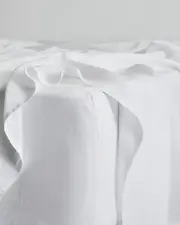 White 100% French Flax Linen Fitted Sheet