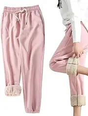 [Generic] Sweatpants Women Fleece Lined - Thicken Winter Warm Harem Pants,Fashion Pink Women Winter Pants for Hiking, Skiing and