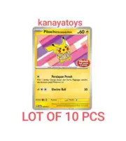 Lot of 10 TCG Pokemon Indonesia Pikachu Berkemeja Batik Flower Pink 190/SV-P