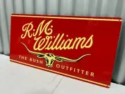 RM WILLIAMS VINTAGE LOGO METAL SIGN LARGE 810 MM X 380 MM FREE POST