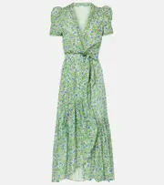[Poupette St Barth] Poupette St Barth Baba printed cotton wrap dress AU 6 blue
