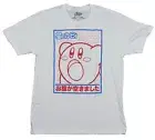 Kirby Nintendo Adult New T-Shirt - Kanji Red White & Blue Kirby Line Box