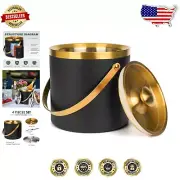 3L Double-Wall Insulated Stainless Steel Ice Bucket with Lid & Scoop for Parties