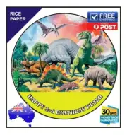 DINOSAUR Edible Rice Paper Image Cake Birthday Party Topper 19cm round