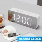 Digital LED Alarm Clock Snooze Display Temperature Time Desk Decor Large Mirror