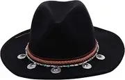 [BESTYASH] Fashion Hat Retro Felt Cap Beanies Women Black Beanie Woolen Jazz Hat Flat-Edge