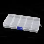 Plastic 15 Compartment Electronic Component Storage Holder Case Clear White