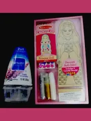 Melissa & Doug Create-A-Craft PRINCESS DOLL Pink Toy Kid Girl Sequin Color Wood