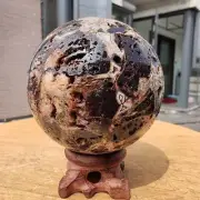 636g Natural Polished Mexico Banded Agate Sphere Quartz Crystal Ball Healing