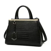 Black Stone Pattern Patchwork Handbag Shoulder / Crossbody Black Women's Bags & Handbags