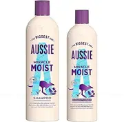 Aussie Miracle Moist Shampoo and Hair Conditioner Set for dry a 700 ml Aussie Moist Shampoo and a 490 ml Moist Hair Conditioner, White, 2 Count (Pack of 1)