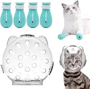 5 Inch Cat Bubble Muzzle with 4 Boots, Breathable Transparent Anti-Lick & Anti-Bite Head Cover for Grooming, Nail Trimming