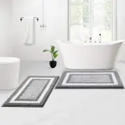 KMAT Bathroom Rugs and Mats Sets,32"X20"+32"X20",Ultra Soft Microfiber Non-Slip