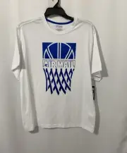 AND1 Men’s T Shirt Basketball Shiny Blue & White Graphic Tee Air Mail XL NWT