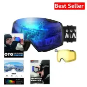 Heron Frameless Ski Goggles with Magnetic Lens - HD Toric Optics, UV Protection