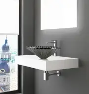 20" Tempered Glass Circular Vessel Bathroom Sink - Light black